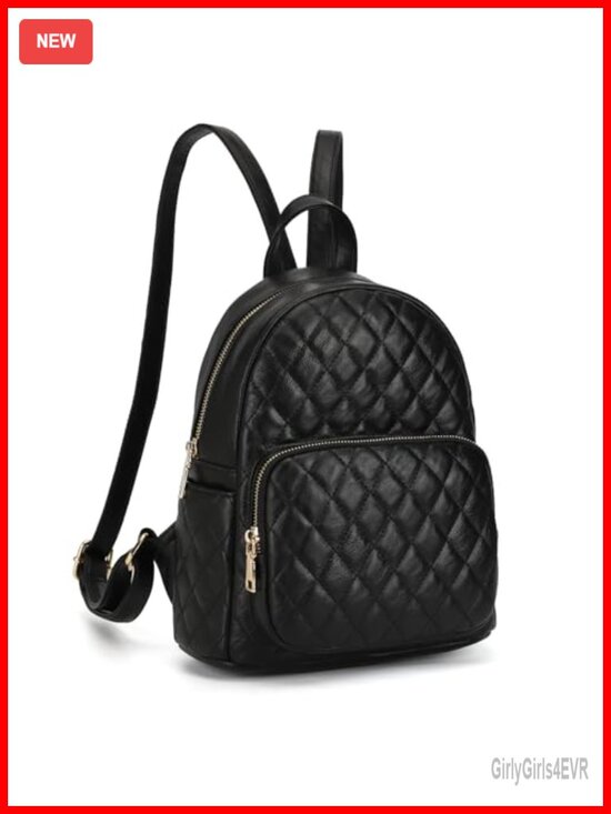 Quilted PU Leather Small Backpack for Women Daypack Purse main image 2